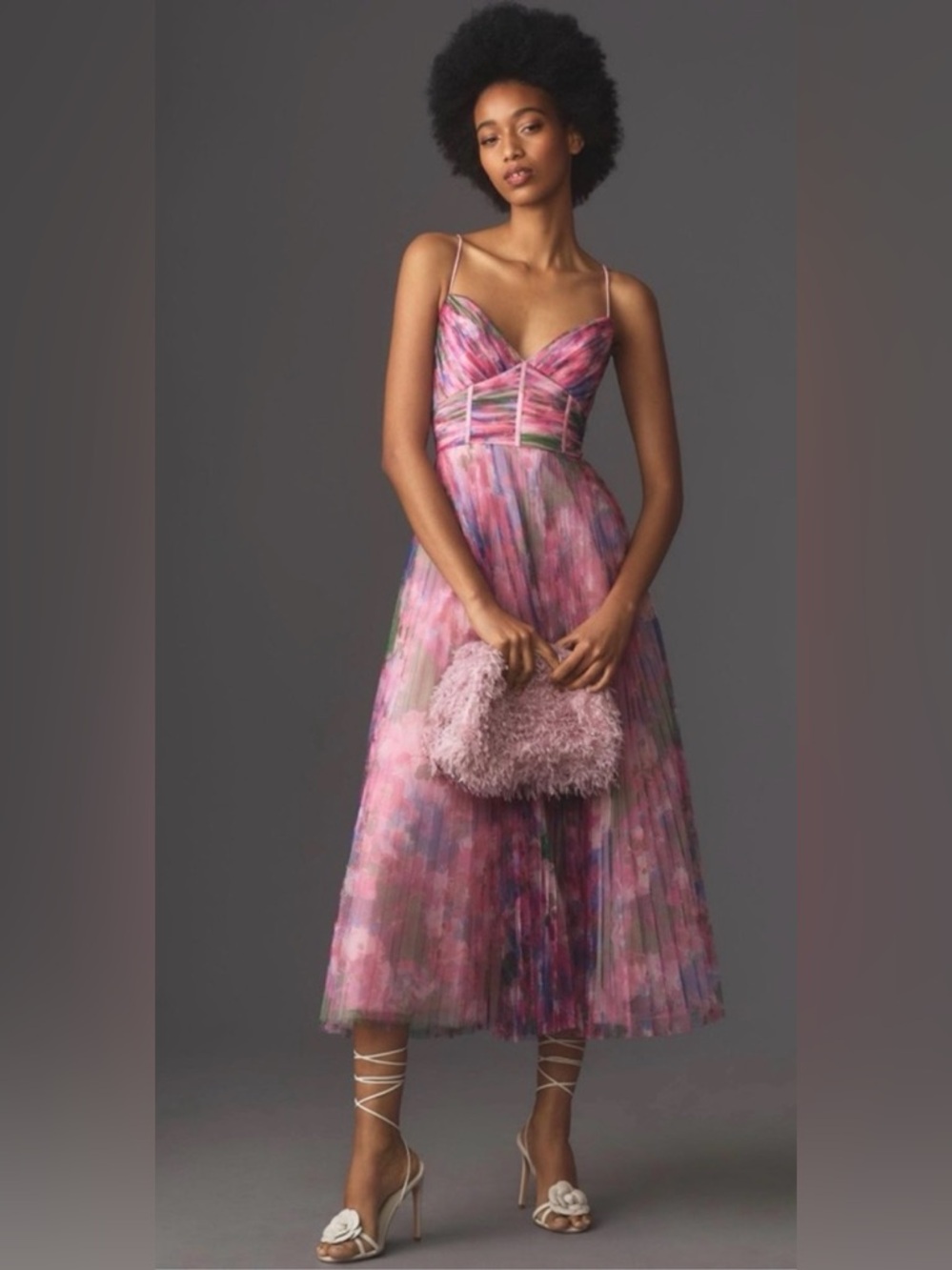 Monique Lhuillier Madison Tulle Midi Dress